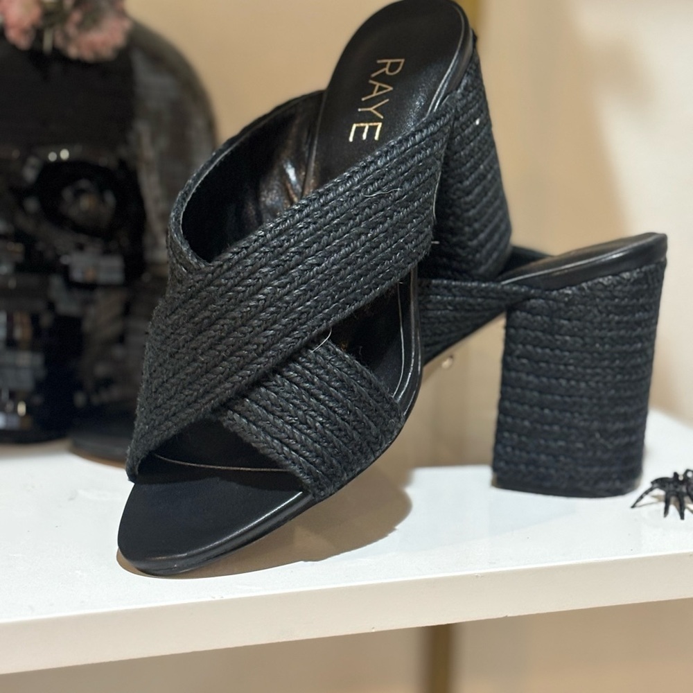 RAYE Black Textured Mules